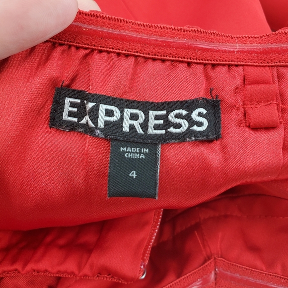 Express Red Strapless Ruffled Size 4 Dress - Picture 8 of 16